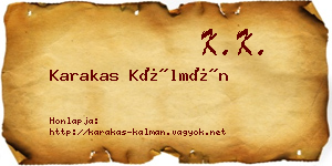 Karakas Kálmán névjegykártya